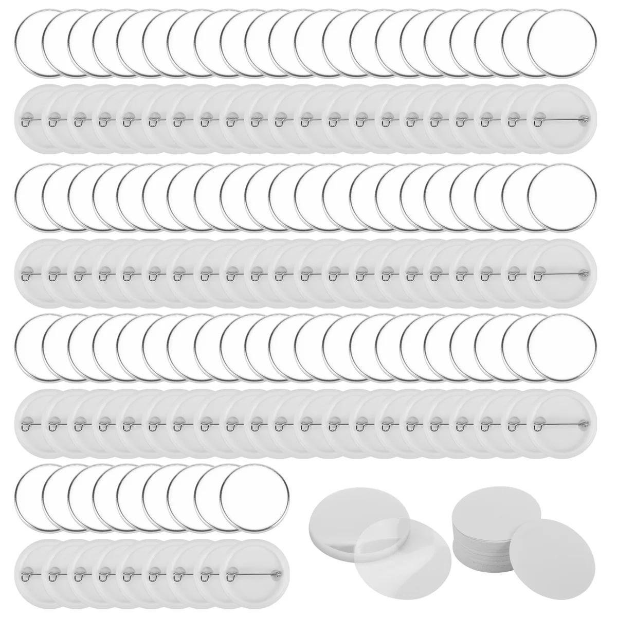 

300 Sets 32mm/1.25 inch Blank Button Badge Parts for Button Machine 58mm Button Parts, Circular Badge Blank Button Pins