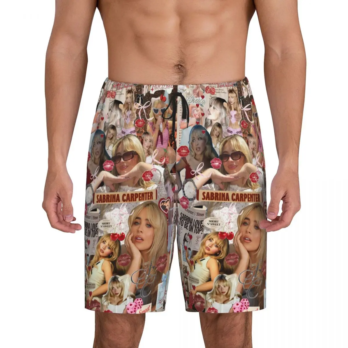 

Мужские короткие пижамные штаны Custom S-Sabrina Carpenter Album Singer, шорты для сна и отдыха, нижняя часть пижамы, штаны для сна
