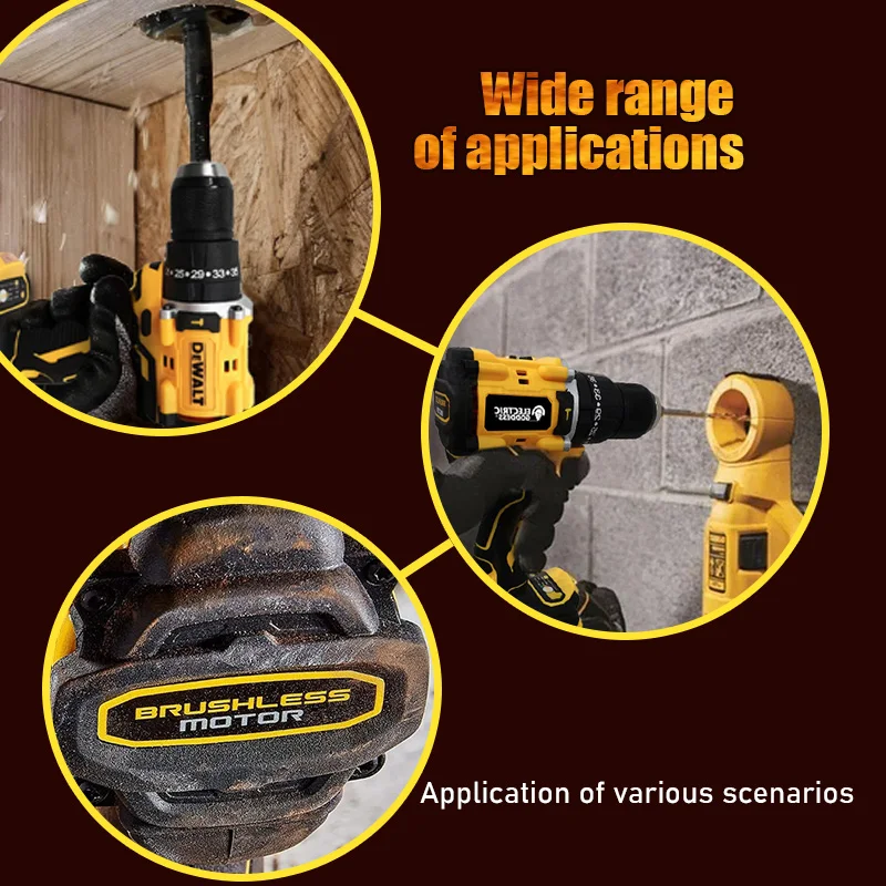 Electric Goddess DCD800 Cordless Electric Drill Brushless Screwdriver Compact Drill Driver Tools For 20V Dewalt Battery