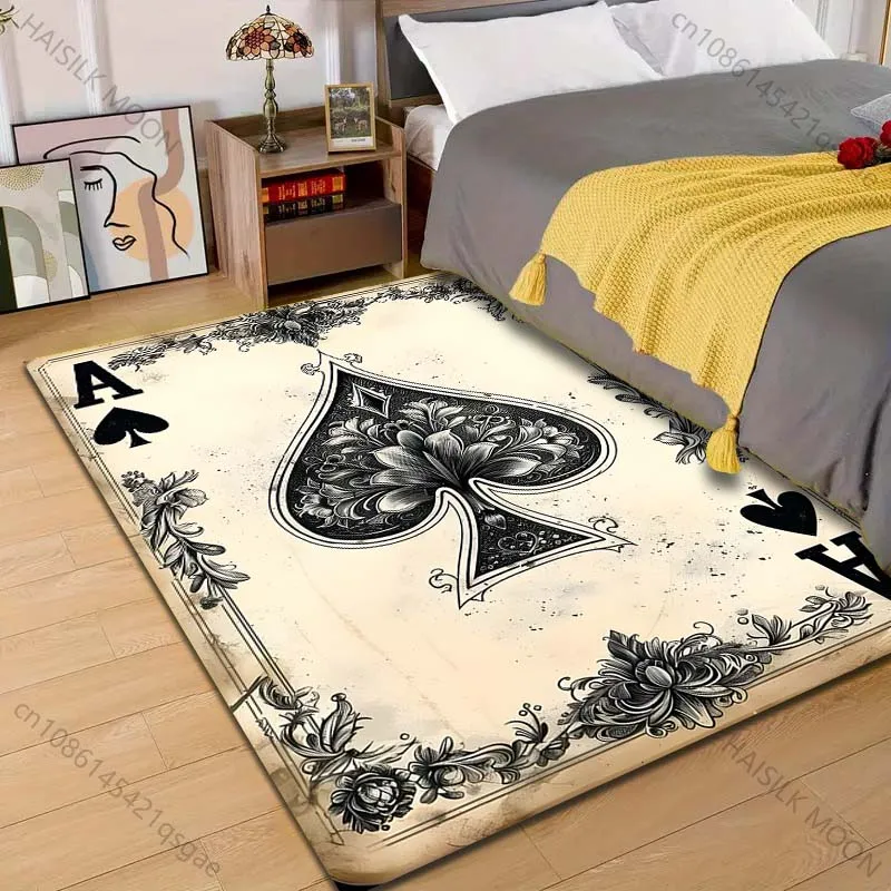 Ace of Spades intricate design Pattern Rug Carpets for Bedroom Living Room Sofa Mat Creative Door Mat Cloakroom Home Decor