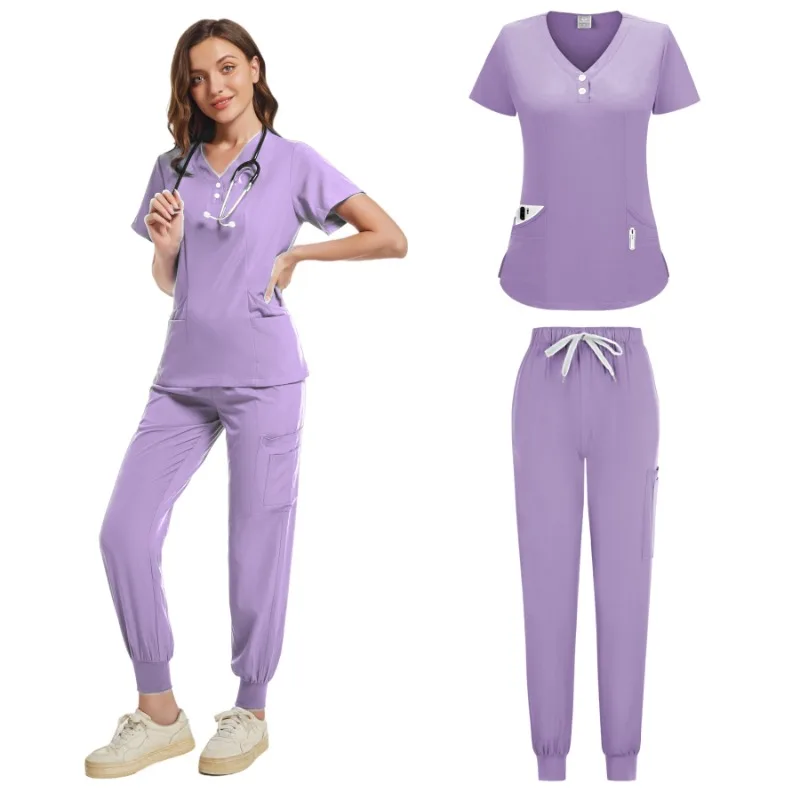 Nurse Scrubs Women Clinical Uniforms Nursing Clothes Doctor Costume Nursing Scrub Sets Dentist Work Wear Short Sleeve Tops Pants