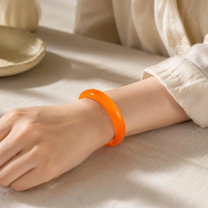 Color-Marbled Bangle Jewelry Made from Resin, Wide Bracelet Profile with a Continuous for a Visible Wrist Accent