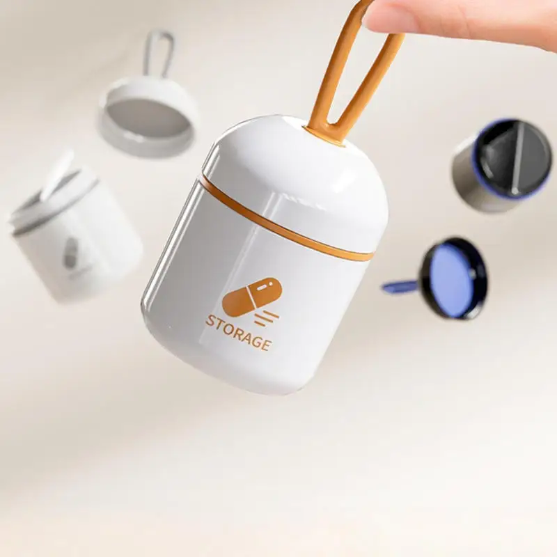 

Круглая коробка для таблеток, 2 отделения, чехол для таблеток, дозатор лекарств, мини-портативная ежедневная аптечка, органайзер, чехол, контейнер для хранения планшетов