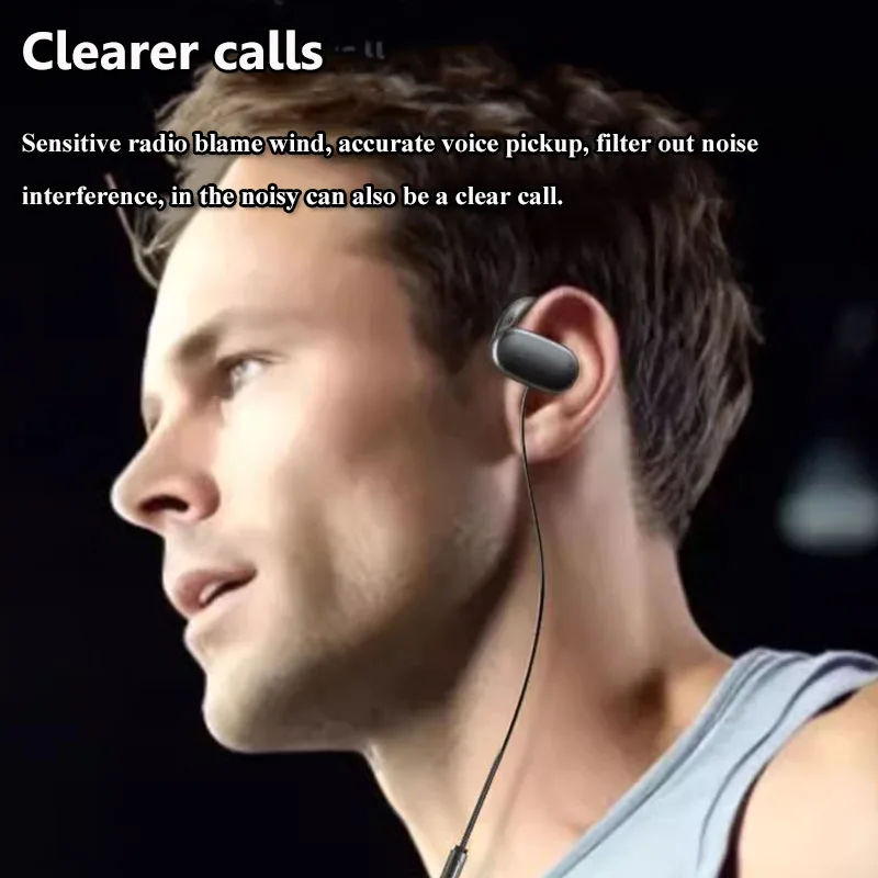 Wired Open Ear Headphones 3.5mm/Type-C Air Conduction Sports Earphone Hifi Stereo Sound Music Headset with HD Microphone