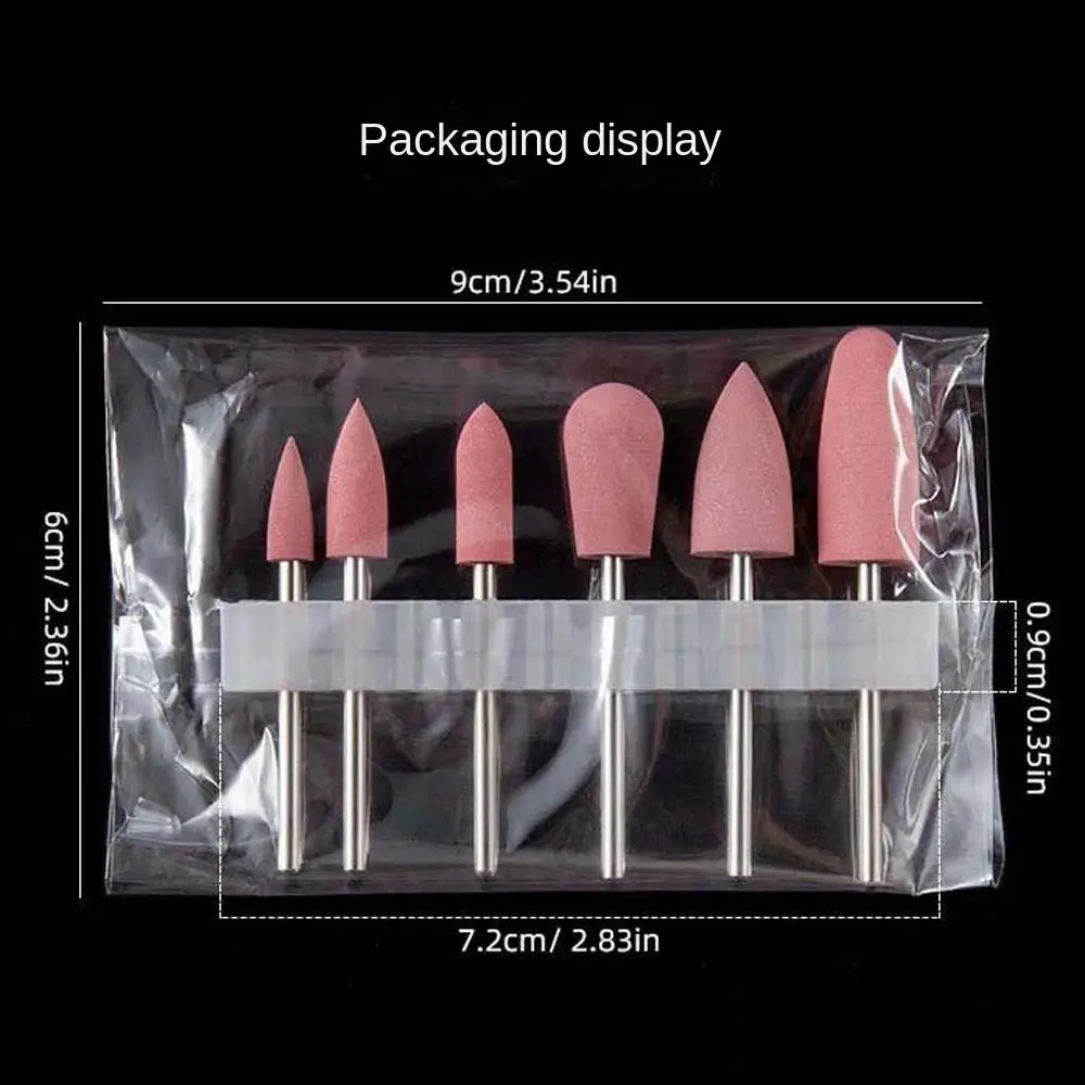 6Pcs/set Gel Polishing Removal Silicone Nail Polishing Head Electric Nail Grinder Accessories Silicone Nail Drill Bits