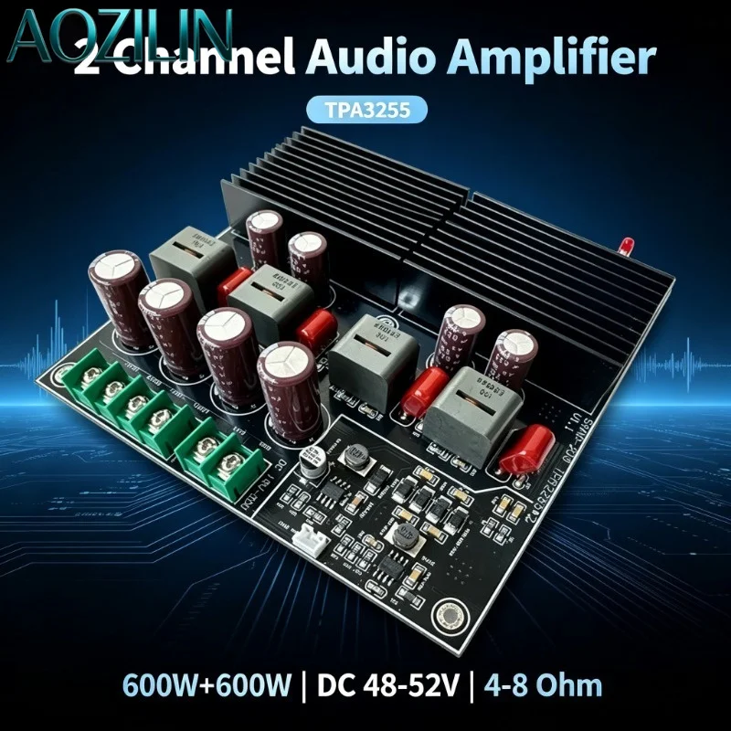 SAMP-200 Dual Core HIFI Stereo Amplifier Board,600W+600W Class D Power Amp,Professional Home Use Metal Material