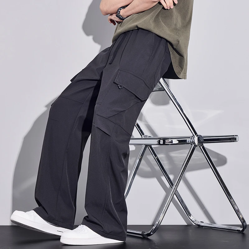 

2025: Прямые мужские повседневные брюки с принтом, свободные универсальные модные брюки в американском стиле High Street в гонконгском стиле