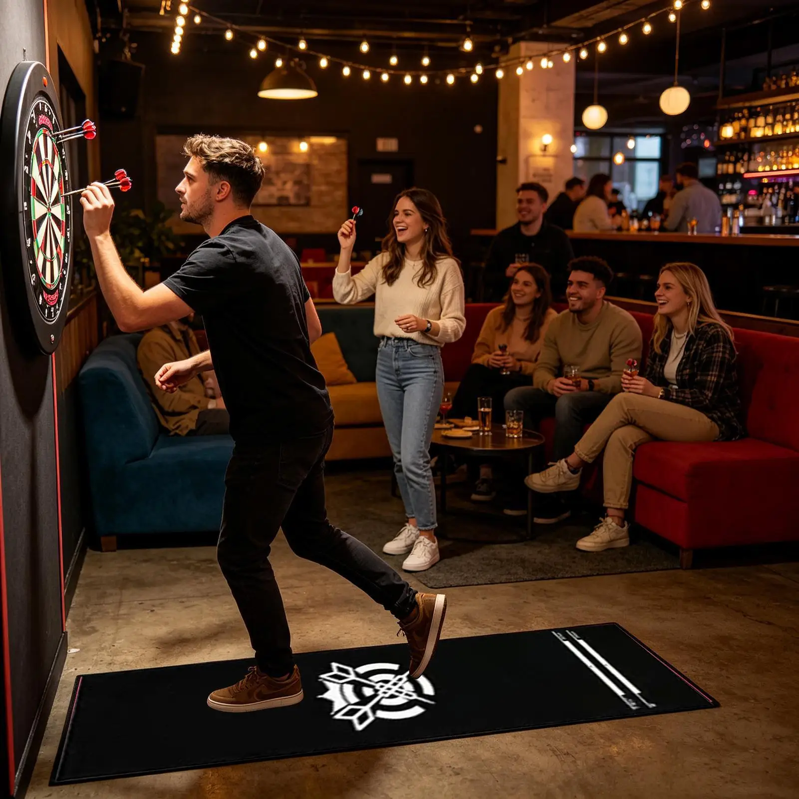 Dart Rug Non-Slip Portable With Throw Line Crystal Velvet Dart Oche Mat For Recreation Center Sports Club Office Break Room