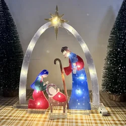 Outdoor Christmas Decoration Lighted Outdoor Nativity Set Jesus Nativity Scene With LED Lights For Holiday Lawn Garden Decor