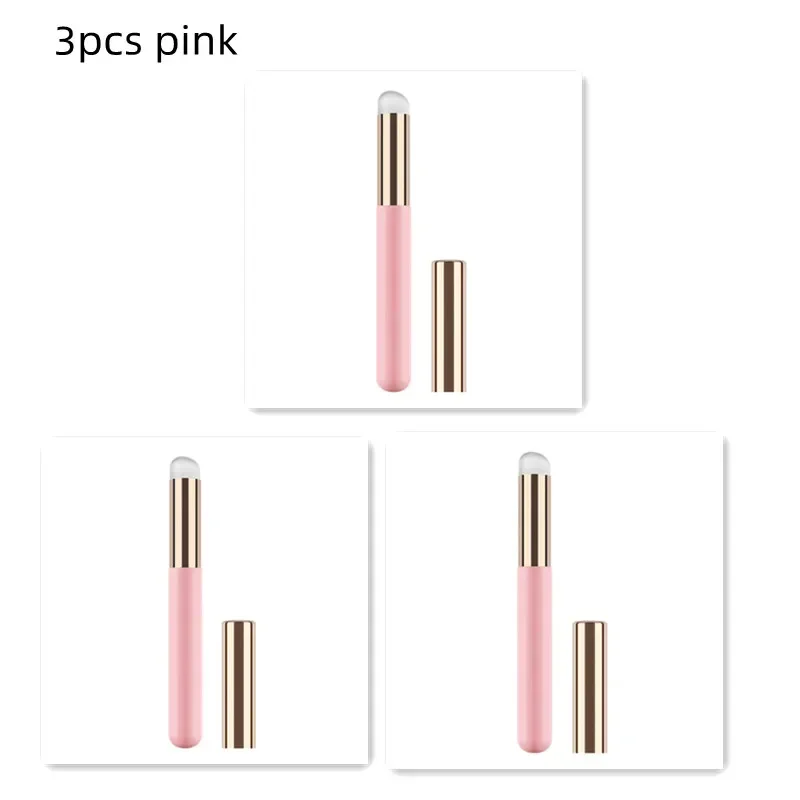 EOEKKY Silicone Lip Brush With Lid Round Head Makeup Brush Lipstick Applicator Multi-Use Mini Concealer Brush Portable Tool