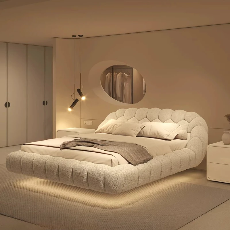 Apartment Confortable Muebles Bedroom Furniture Lambswool Floating Bed Aesthetics Princess Wedding High End Quality Bed Modern