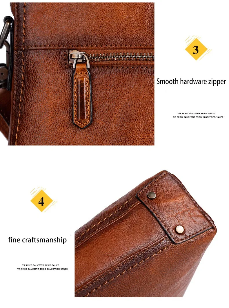 Retro Men's Briefcase Leather Casual Handbag Top Layer Cowhide Shoulder Bags Men Business Bag Pure Leather Laptop Tote Bags