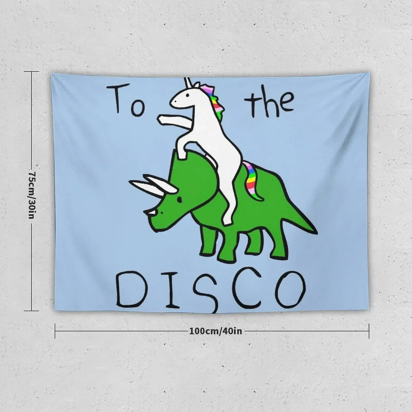 To The Disco (Unicorn Riding Triceratops) Tapestry Home Decor Accessories Room Ornaments Bedrooms Decor Tapestry