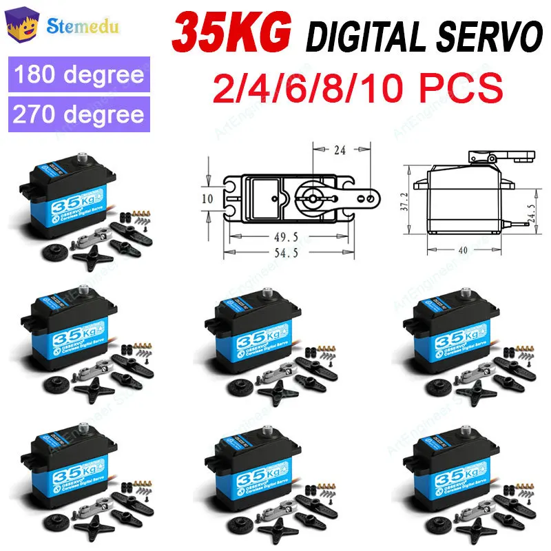DS3235 PRO 35kg High-Torque Digital Servo Metal Gear Waterproof IP66 Coreless Motor for 1/8 1/10 1/12 RC Cars 180°/270° Optional
