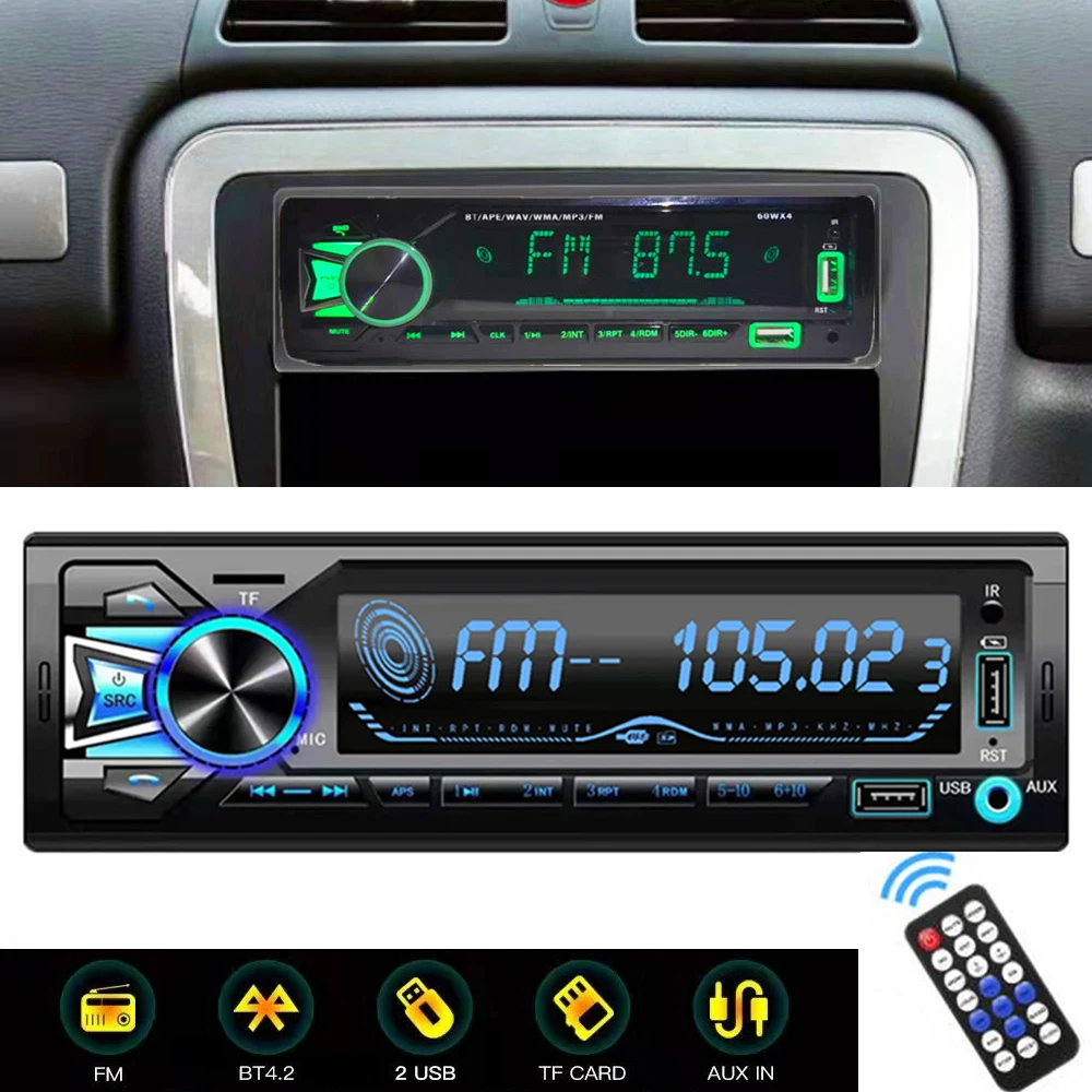 

12V 1din Car MP3 Player Dual USB Bluetooth Stereo Radio Audio FM TF AUX IN Receiver in Dash Multimedia Player with remote