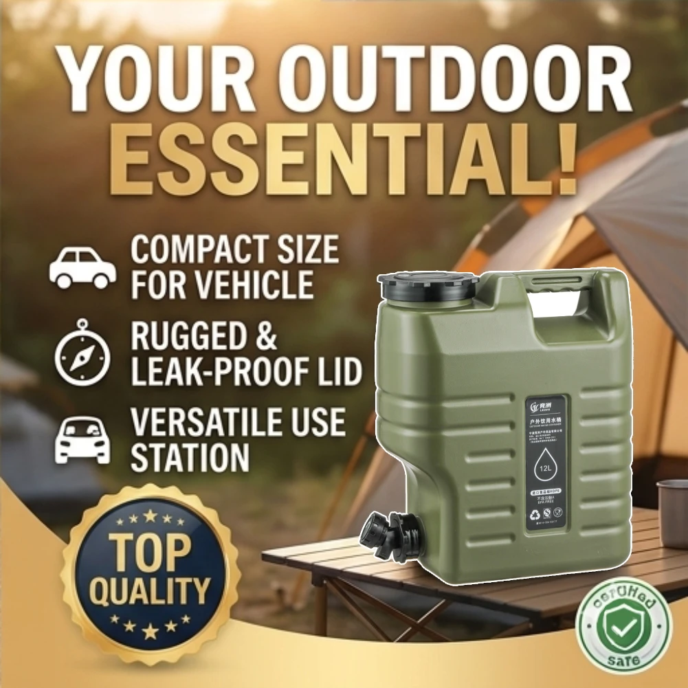 

12L Portable Water Tank with Faucet Outdoor Camping Water Container Food Grade Storage Bucket for Car Trip Picnic BBQ Accessory