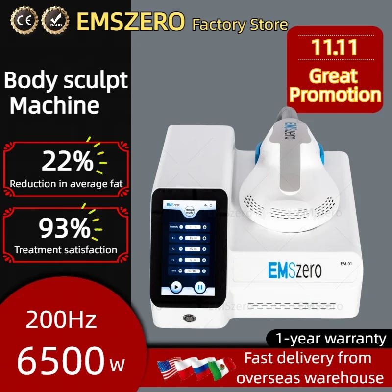 EMSzero with RF maximum power 6500W Hi Emt EMS Portable Muscle Slimming and Weight Loss Carving Machine Salon