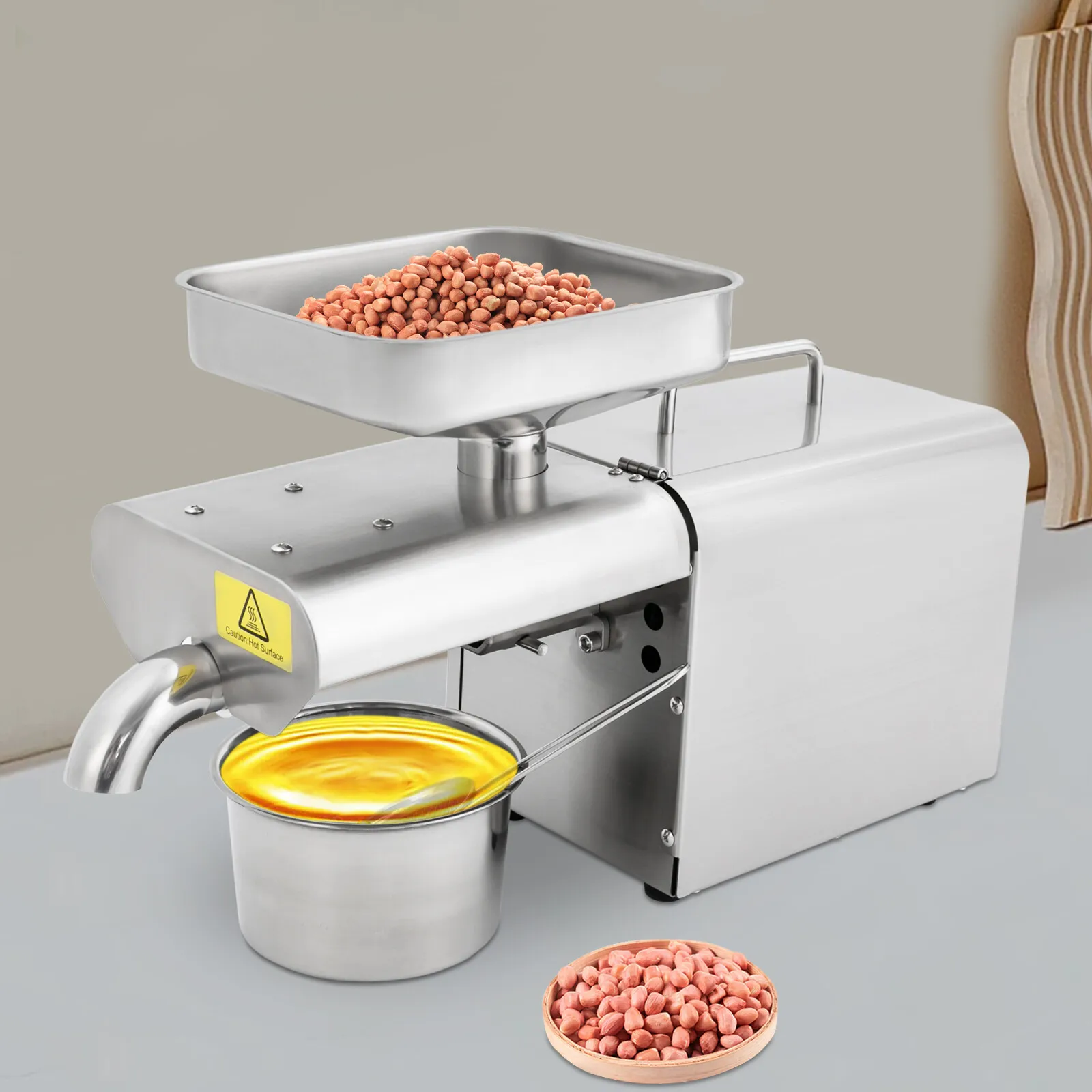 

Stainless Steel Oil Press, 610W 110V for Cold/Hot Pressing of Almond, Coconut and Flaxseed Oils