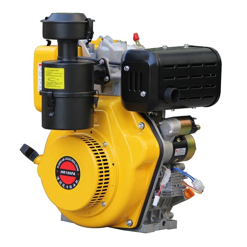 HR186FAE 6KW Single Cylinder Oil Filter With Keyway Shaft Easy Operate Euro 5 Emission Standard Air-Cooled Motor Bearing