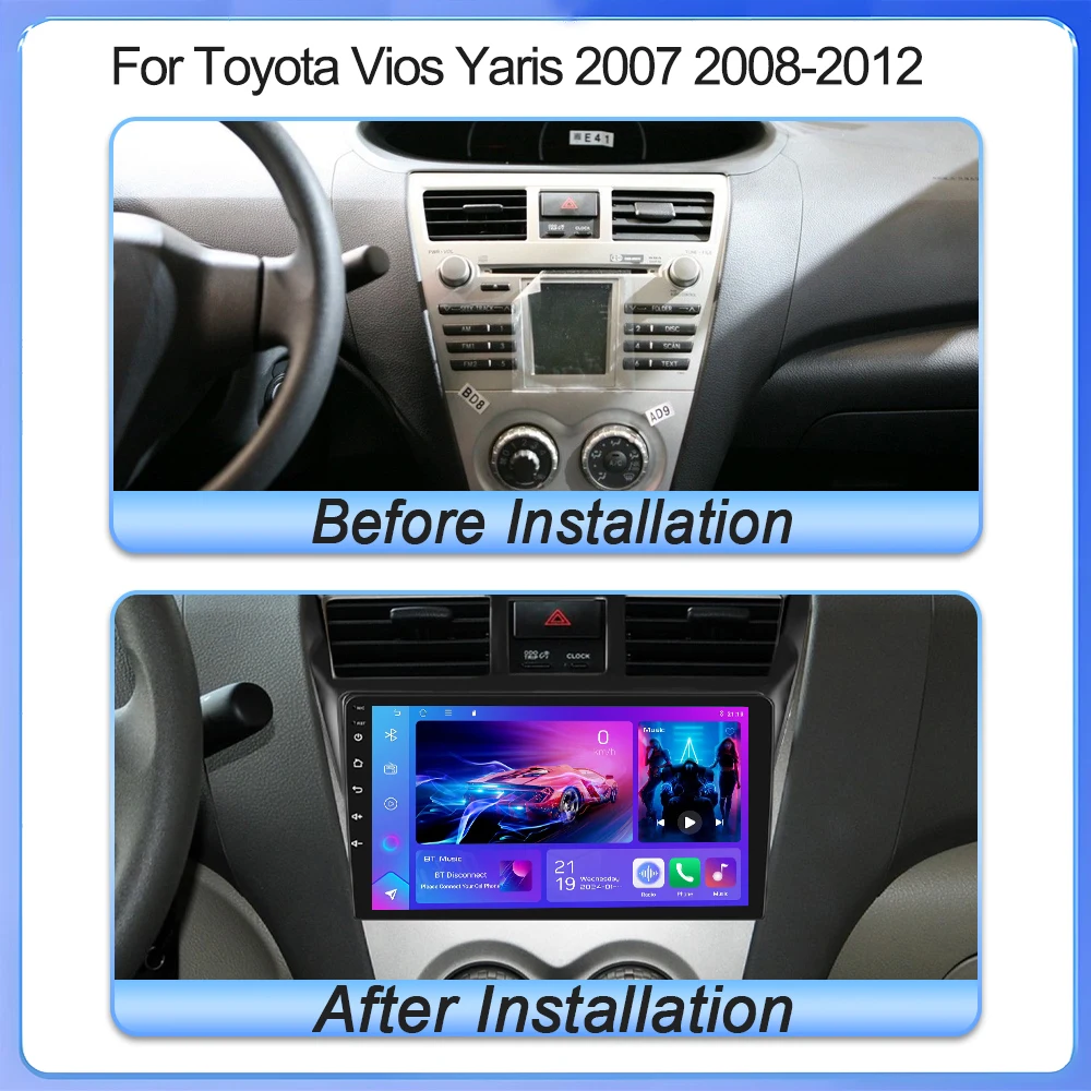 راديو السيارة لتويوتا فيوس يارس 2007 2008 2009 2010 2011 2012 اللاسلكية CarPlay أندرويد السيارات DSP سيارة الوسائط المتعددة لتحديد المواقع والملاحة 5G #2