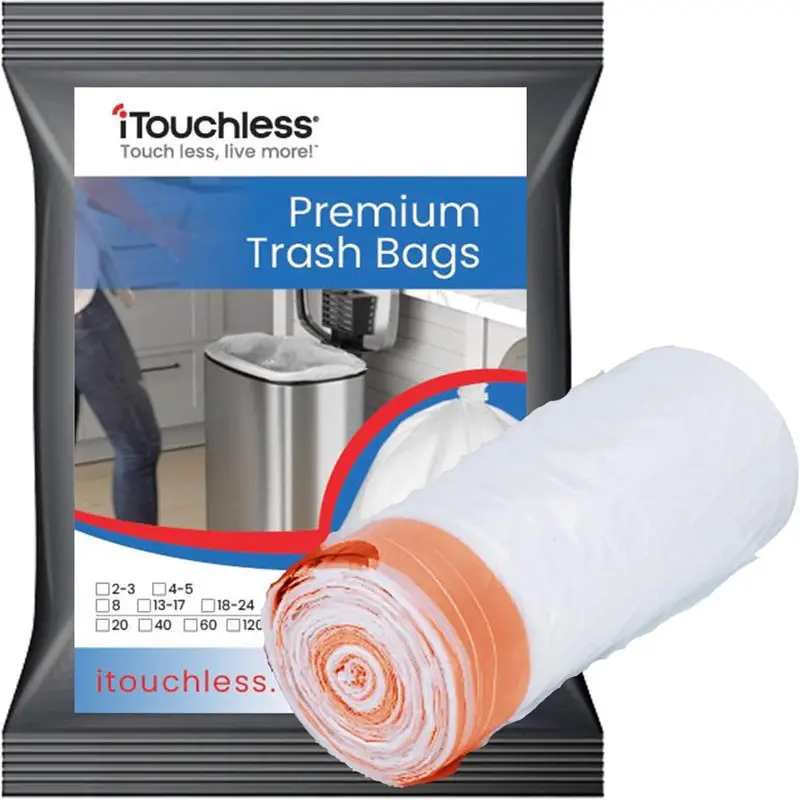 

Высокие мешки для мусора iTouchless, подходят для мусорного бака на 8 галлонов, 40 шт., прочные вкладыши для мусорного бака для ванной комнаты, спальни, кухни для мусора