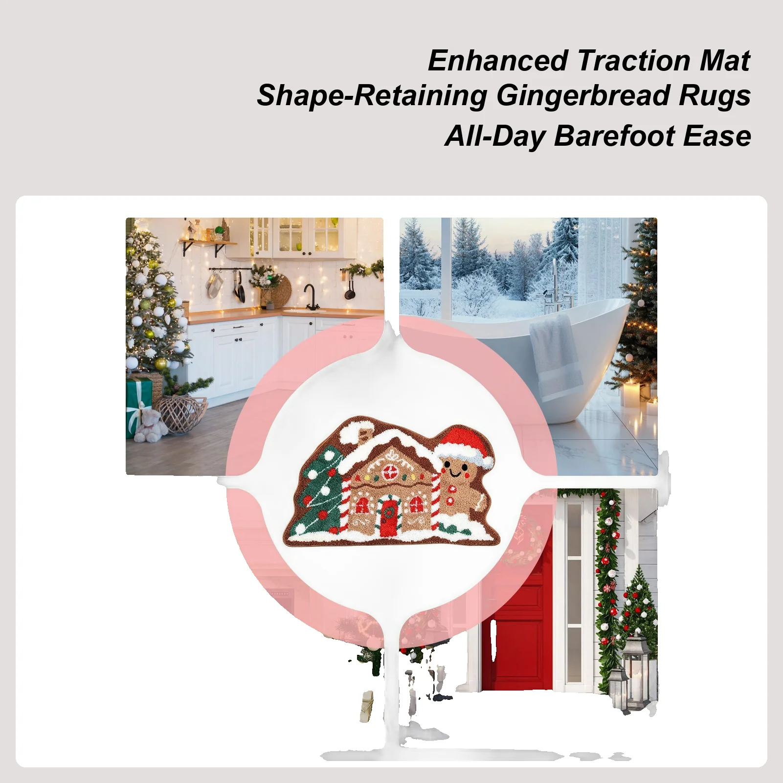 

Коврик с пряниками, мягкий нескользящий рождественский пряничный коврик для дома, кухонный коврик для ванной, приветственный коврик для крыльца, входа, душа, дома