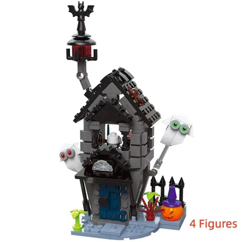 บล็อกตัวต่อ DIY บ้านฟักทองฮาโลวีน รถฟักทอง ชุดโมเดลเมืองสำหรับเด็ก ของเล่นตัวต่อสำหรับเด็ก ของขวัญ