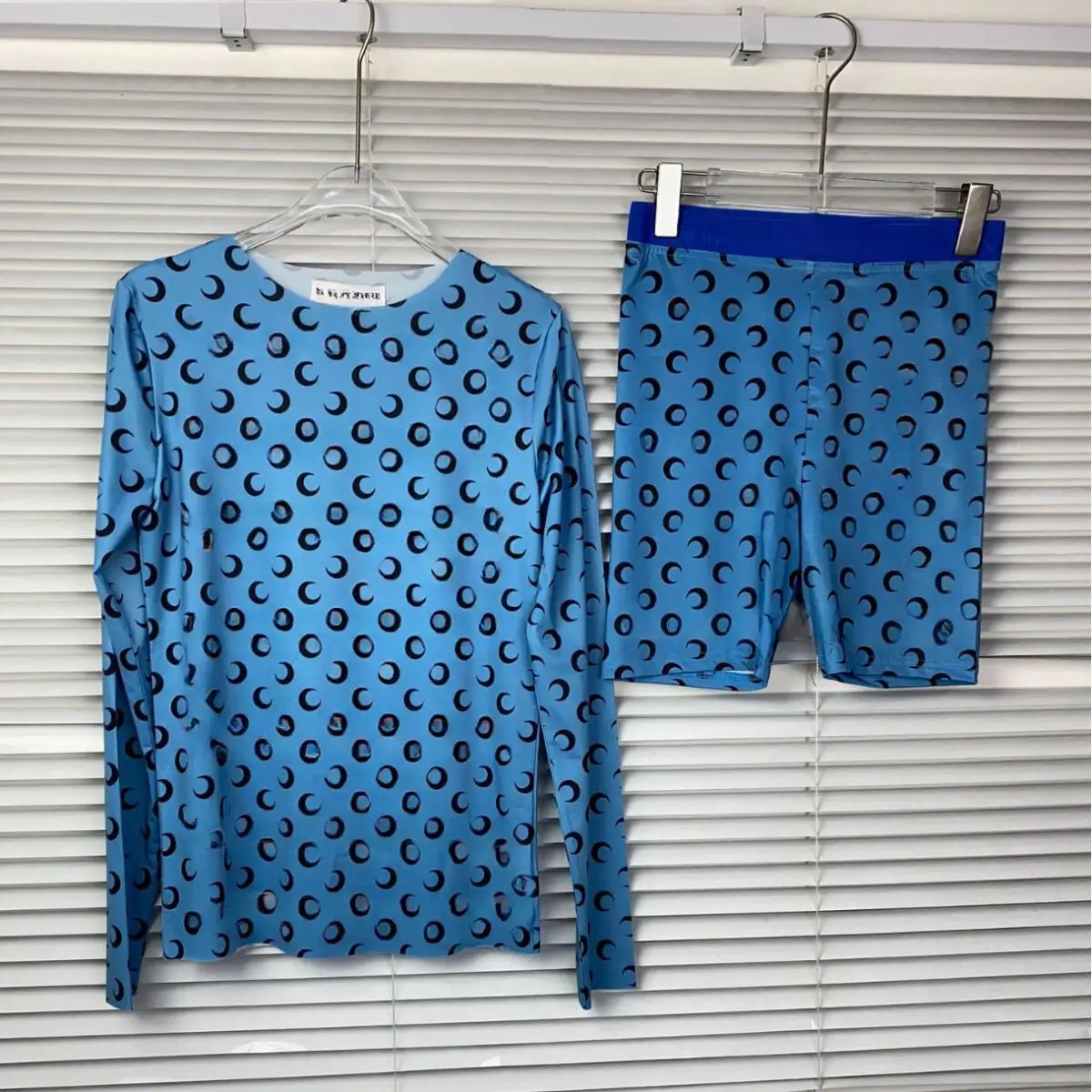 Moon Printed Long Sleeve T Shirt and Shorts Women New Fashion Summer Casual Versatile Sunscreen Round Neck Tops