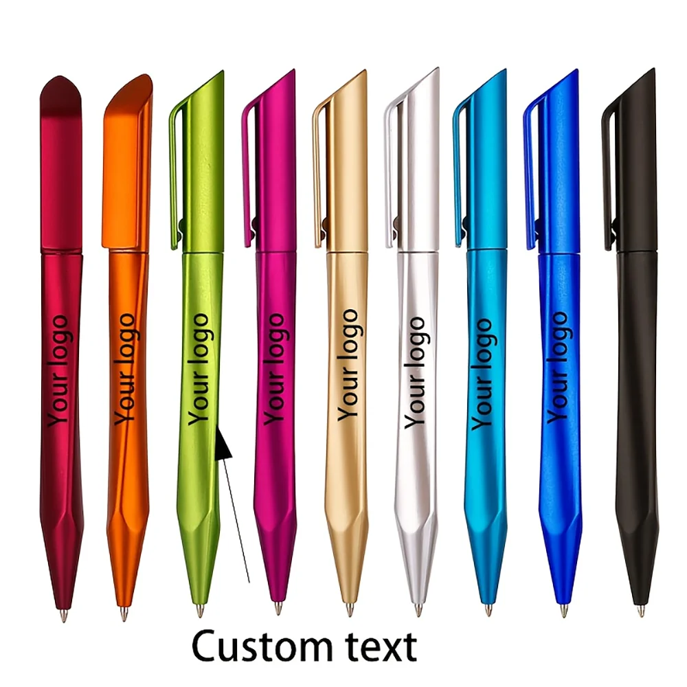 Mixed Color 9/20/36/50-Piece Creative Spray-Painted Triangular Pens, Customizable with Company Logo, Name, Personal Anniversary, Etc., Easy-To-Twist Ballpoint Pens, Suitable for Advertising Promotions, Corporate Events