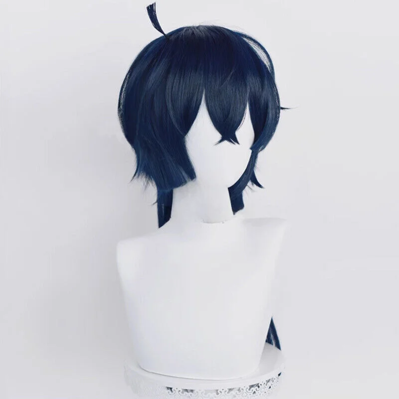 Pelucas de Cosplay Vanitas, pelo sintético azul de 65cm de largo, The Case Studio of Vanitas