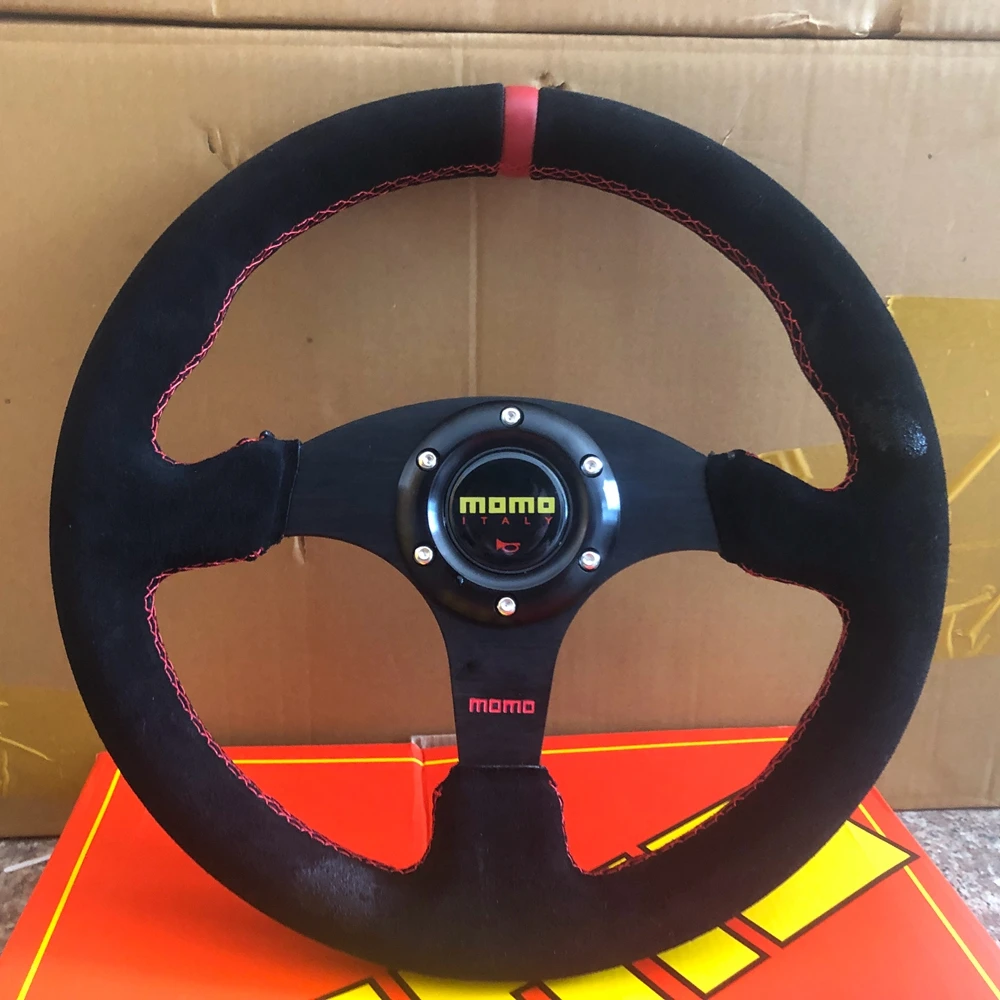 Rally 330mm Universal Drift MOMO Racing Steering Wheel Car Suede Leather JDM Steering Wheel Volantes For VW HONDA TOYOTA BMW