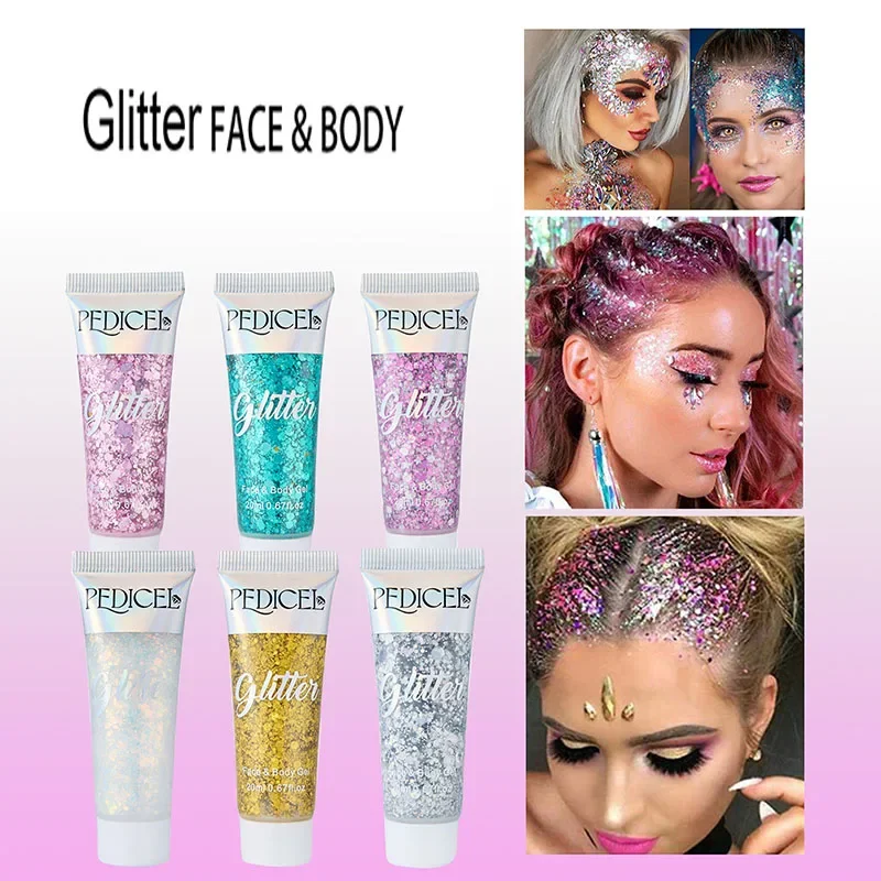 Eye Glitter Nail Hair Body Face Glitter Gel Art Flash Loose Sequin Cream With Smear Spoon Festival Glitter Decor Multifunctional