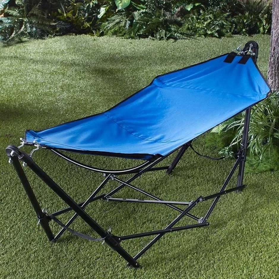 Portable Fabric Hammock With Stand Folding Hammock With Carrying Bag For Camping