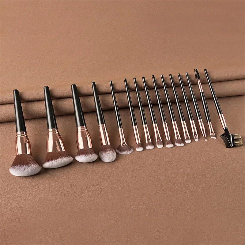 15 Pcs/set Exquisite workmanship Gradient fiber wool comofort-handle profession soft and delicate brush set