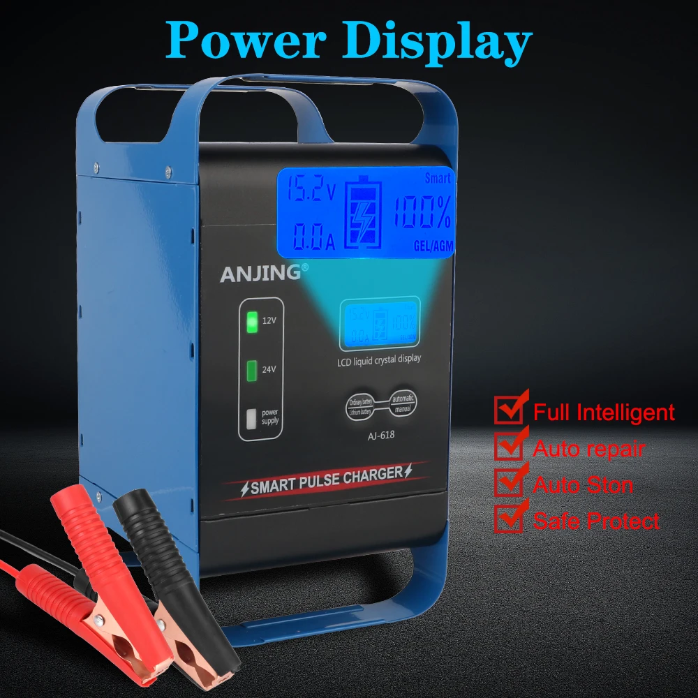 Intelligent Multifunctional Smart Car Battery Charger LED Display 400W Powerful For Motorcycle SUV Truck Car Battery 12V 24V