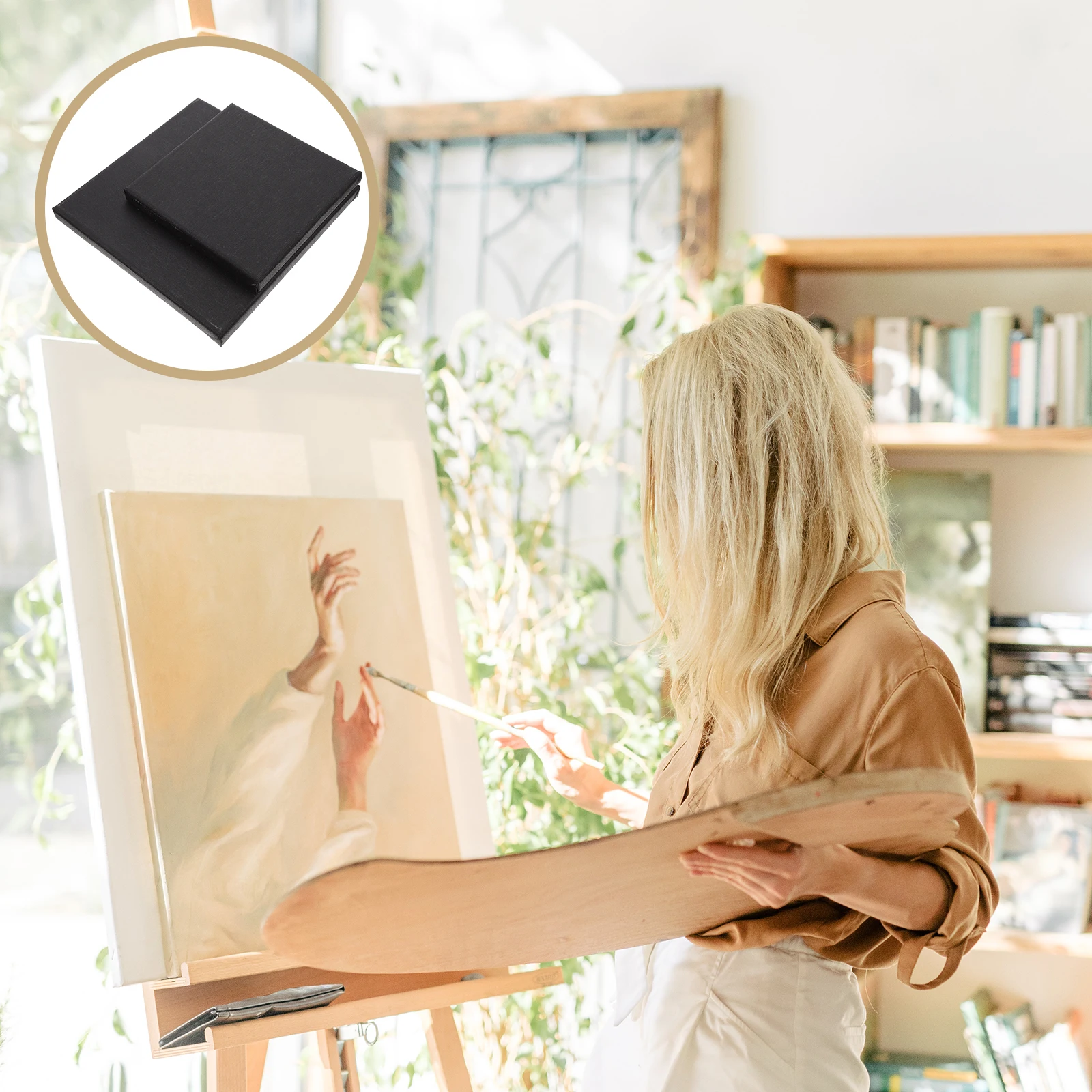 

2 Pcs Black Frames Canvas Panel Multifunction Boards for Painting Canvases Stretcher