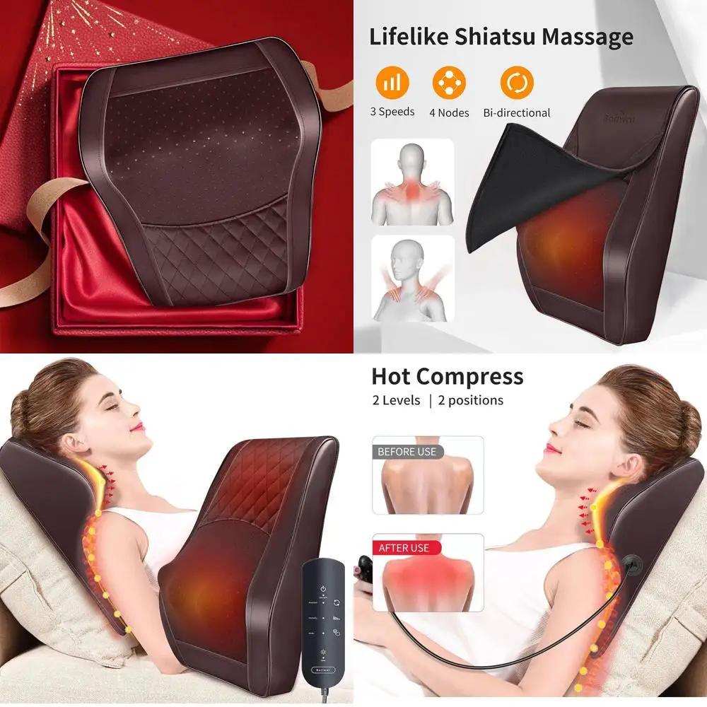 

Heated Shiatsu Massager for Neck, Back, and More - Pain Relief Gift for Home, Office, and Car