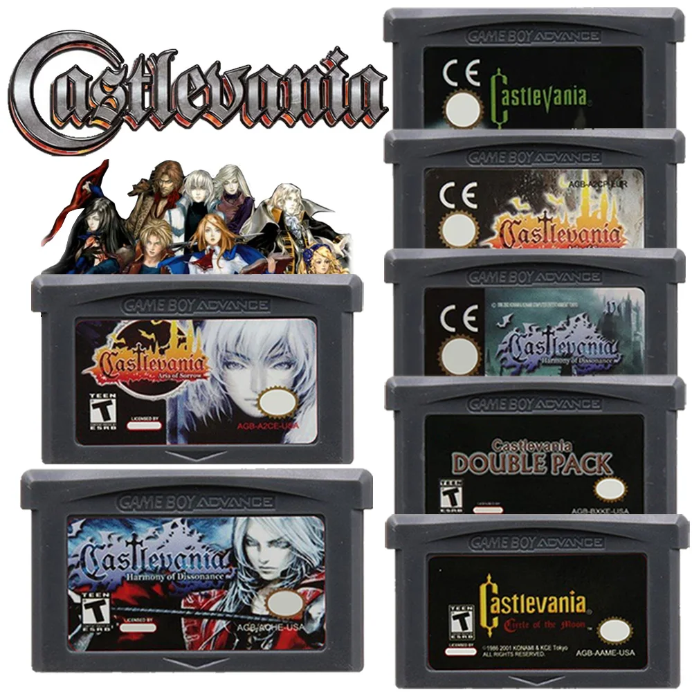 GBA Game Castlevania Series Cartridge 32-Bit Video Game Console Card Asia of Sorrow Circle of The Moon for GBA NDS