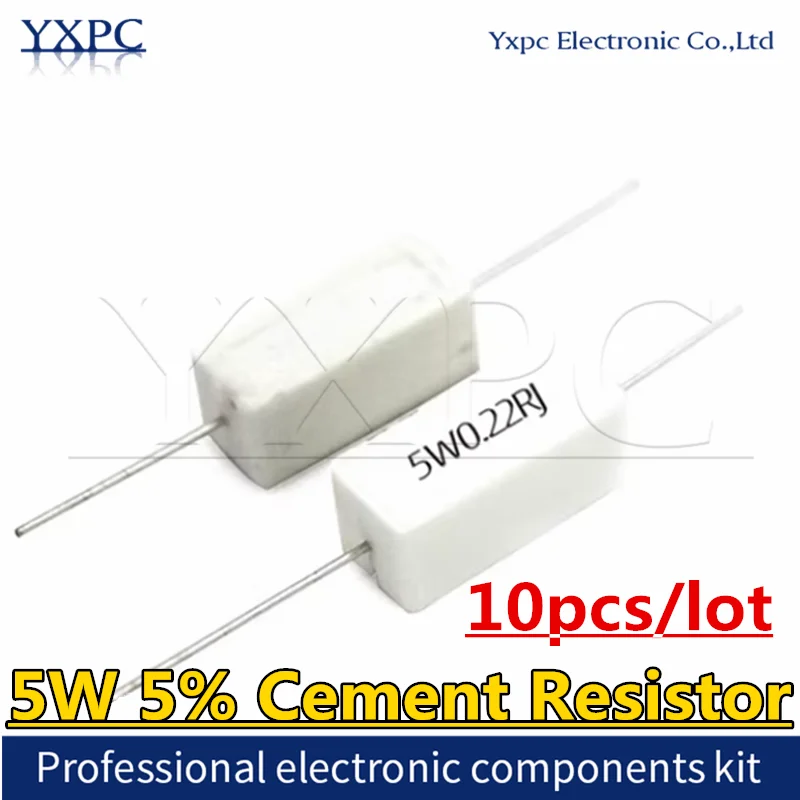 10pcs 5W 5% Cement Resistor Power Resistance 0R82 5R6 6R 6R2 6R8 8R 8R2 5.6 56 6 6.8 8 8.2 62 68 75 82 91 680 R K Ohm