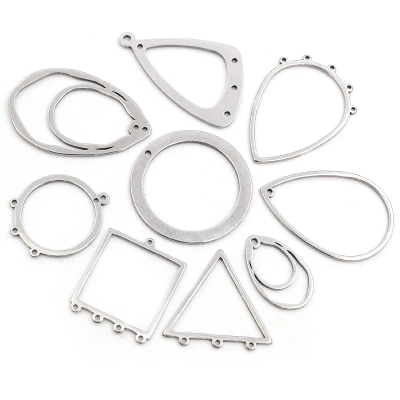 10pcs/lot 316 Stainless Steel Charms Geometry Metal Stamping Blanks DIY Porous Connector Pendant Necklace Earring Accessories