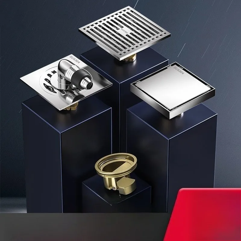 Gun Gray All Copper Core 304 Stainless Steel Sewer, Bathroom Shower, Washing Machine, Anti Odor and Insect Floor Drain