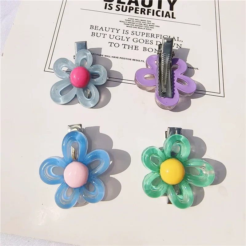 1/2pcs Pet Cat Hair Clips Flower Shape Hairpin for Small Dog 10 Colors Alloy Clip Grooming Hair Dog Accessories