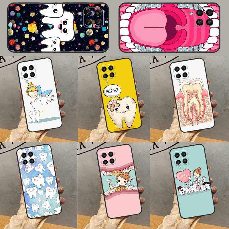 Cartoon Dentist Dental Teeth Case For Samsung Galaxy M32 M12 M52 M13 M23 M33 M53 M20 M21 M51 M30s M31s M14 M54 M34 Cover