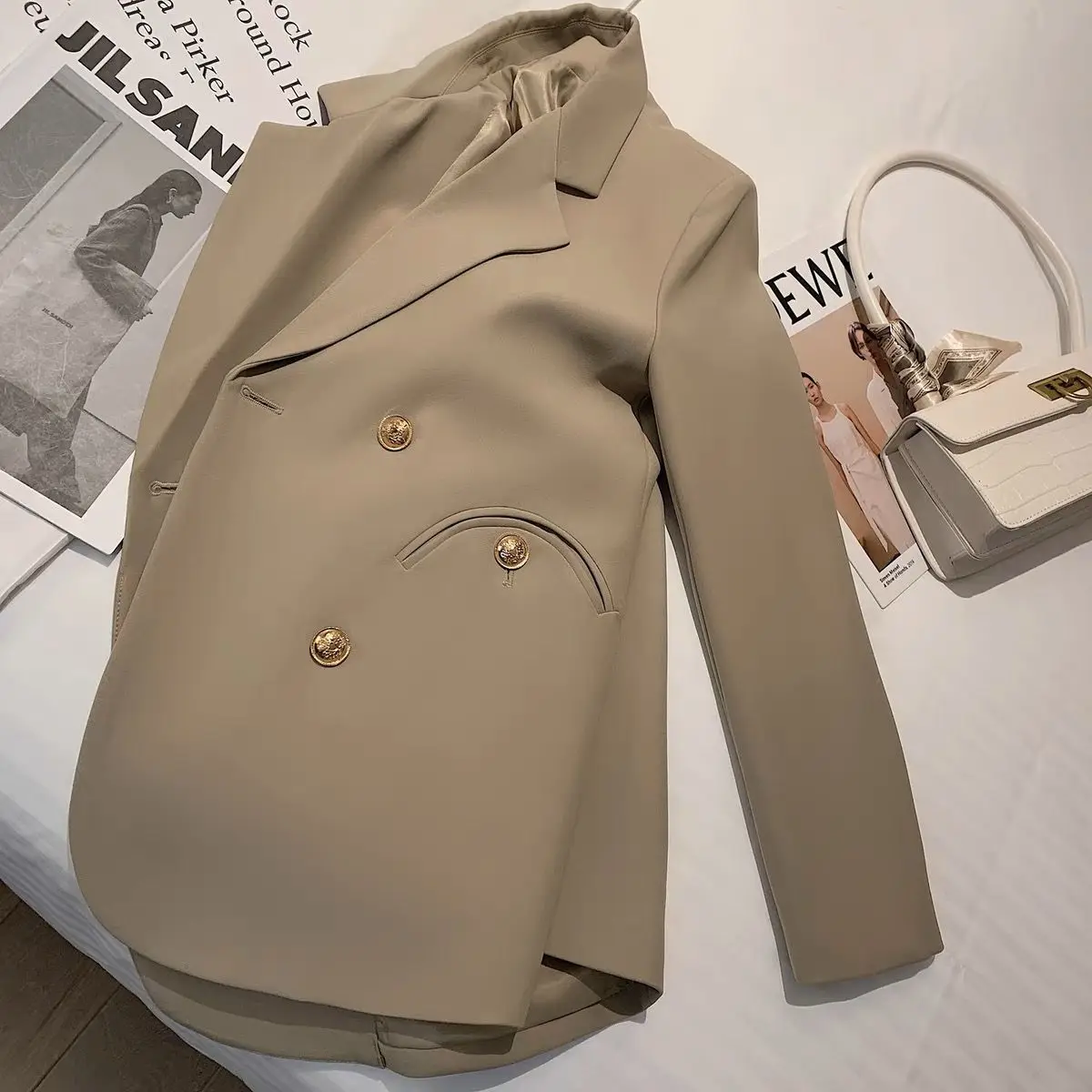Spring 2023 New Khaki Suit Coat Women's Advanced Design  Casual Small Suit   blazer femme  womans blazer