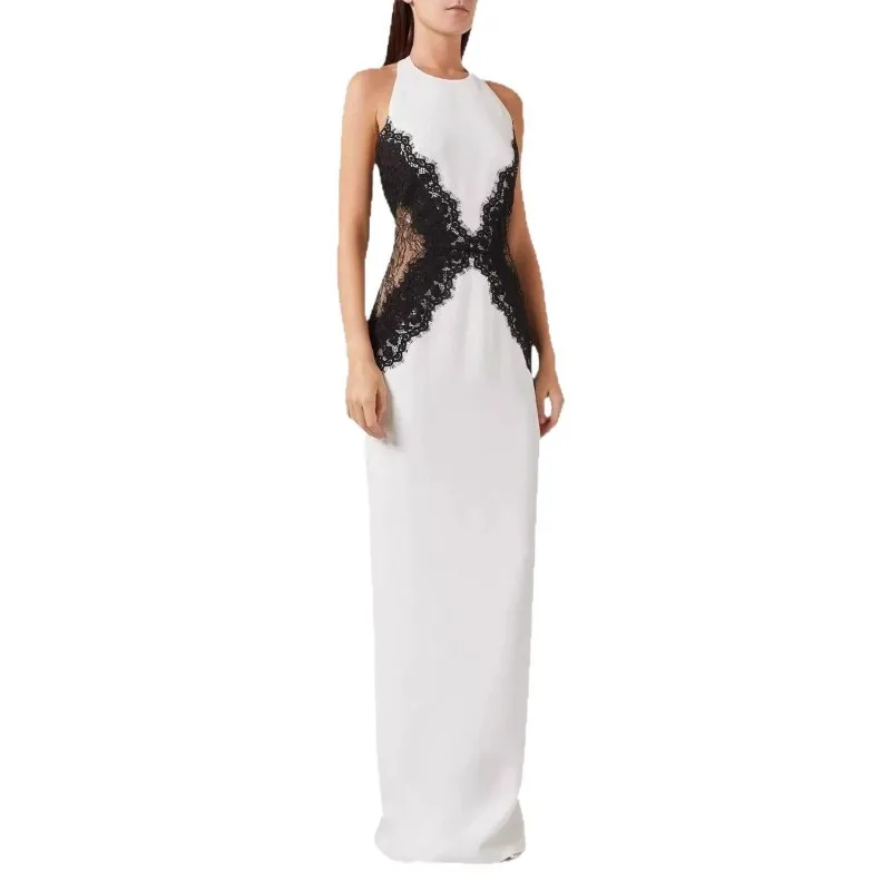 

Elegant Lace Spliced Evening Dresses Women Sexy Backless cocktail Dress Lady Party Club Gowns Fashion Women Clothes Robes