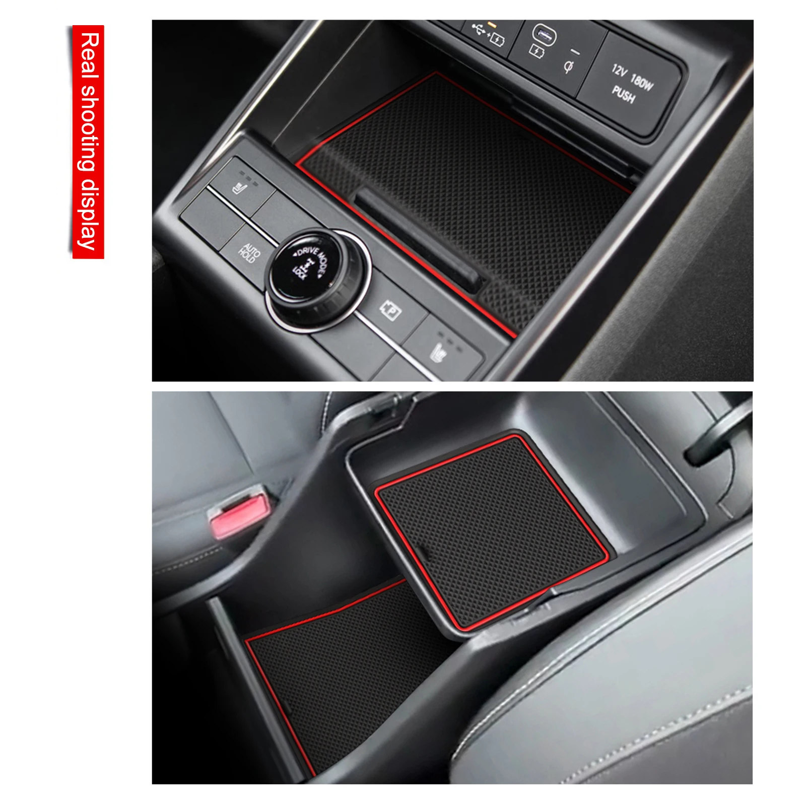 LUCKEASY Left Drive for Hyundai Kona 2024-2025 Car Gate Slot Mat Interior Accessories Non-Slip Mats Cup Holders Protective Pads