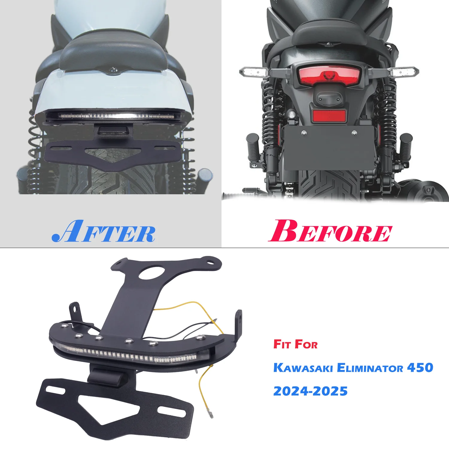 حامل لوحة الترخيص الخلفي لمزيل كاواساكي 450 مزيل 500 2024-2025 طقم مزيل الحاجز مرتب الذيل #2