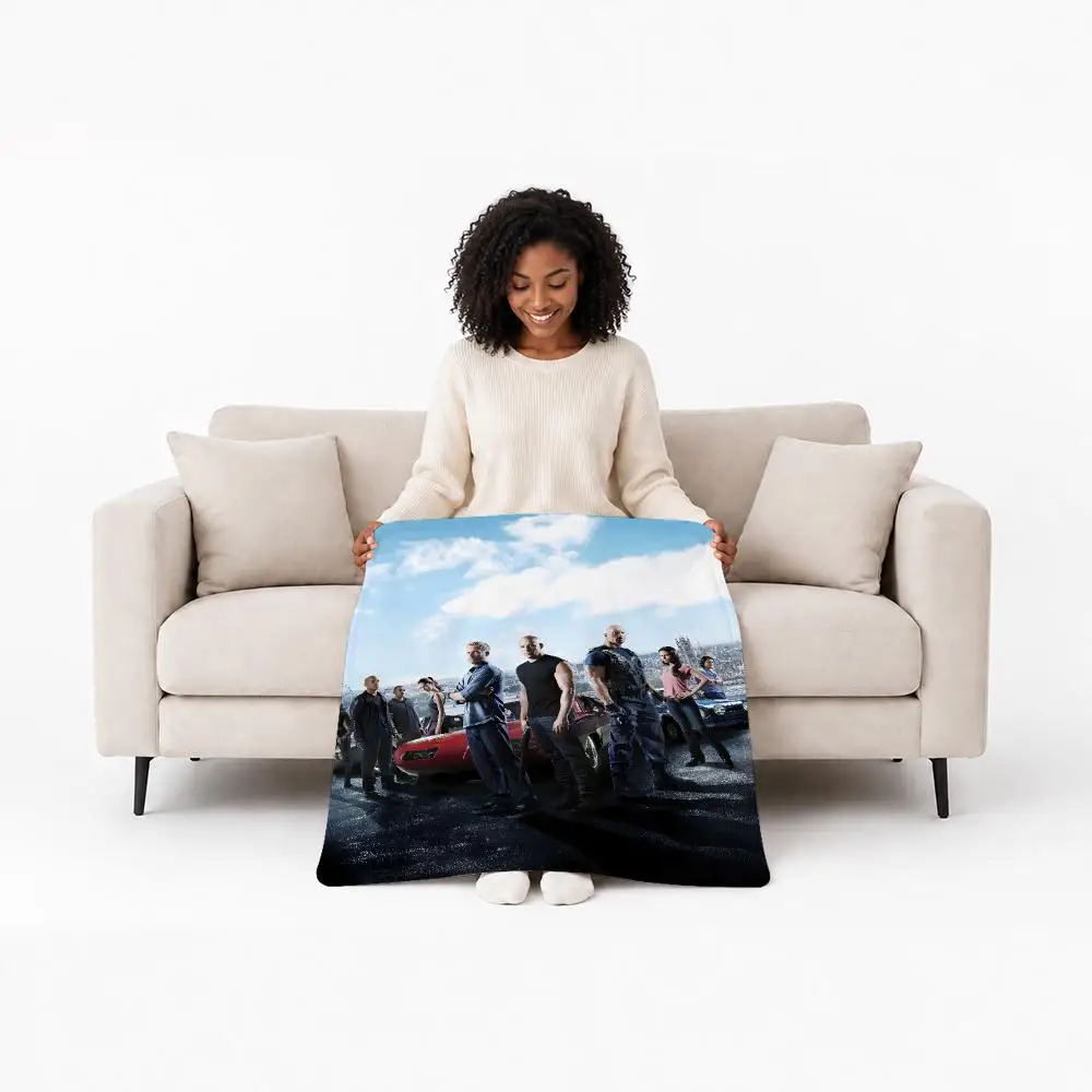 Iconic Movie The Fast and the Furious Throw Custom Printed Flannel Fleece Blanket for Sofa Bed Office Travel & Camping