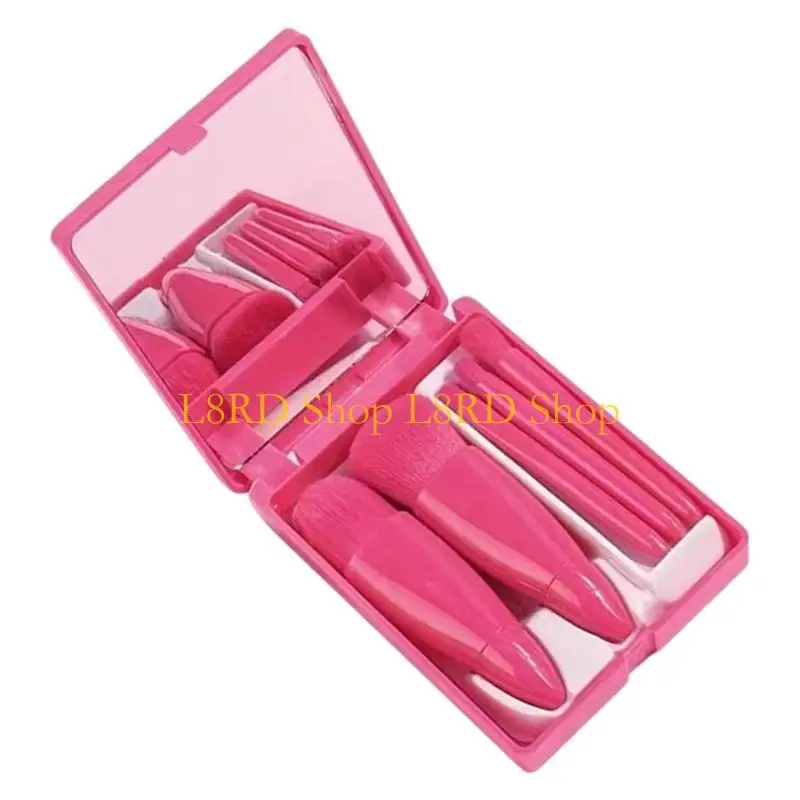 L8RD 5PCS Trang điểm Bàn chải Set Nền móng cho khuôn mặt phấn phủ bóng râm phấn mắt.