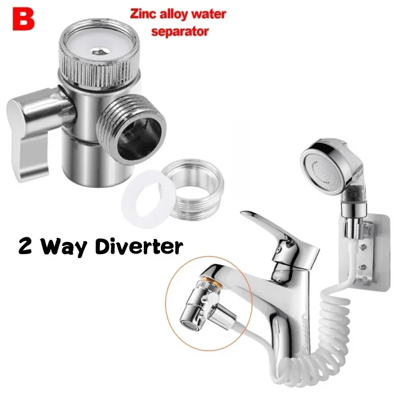 Umstellventil G1/2 Splitter 2 oder 3-Wege-Wasserabscheider Dusche T-Stück Adapter Einstellbarer Wasserhahn Umschalter Badezimmer Toilettenzubehör